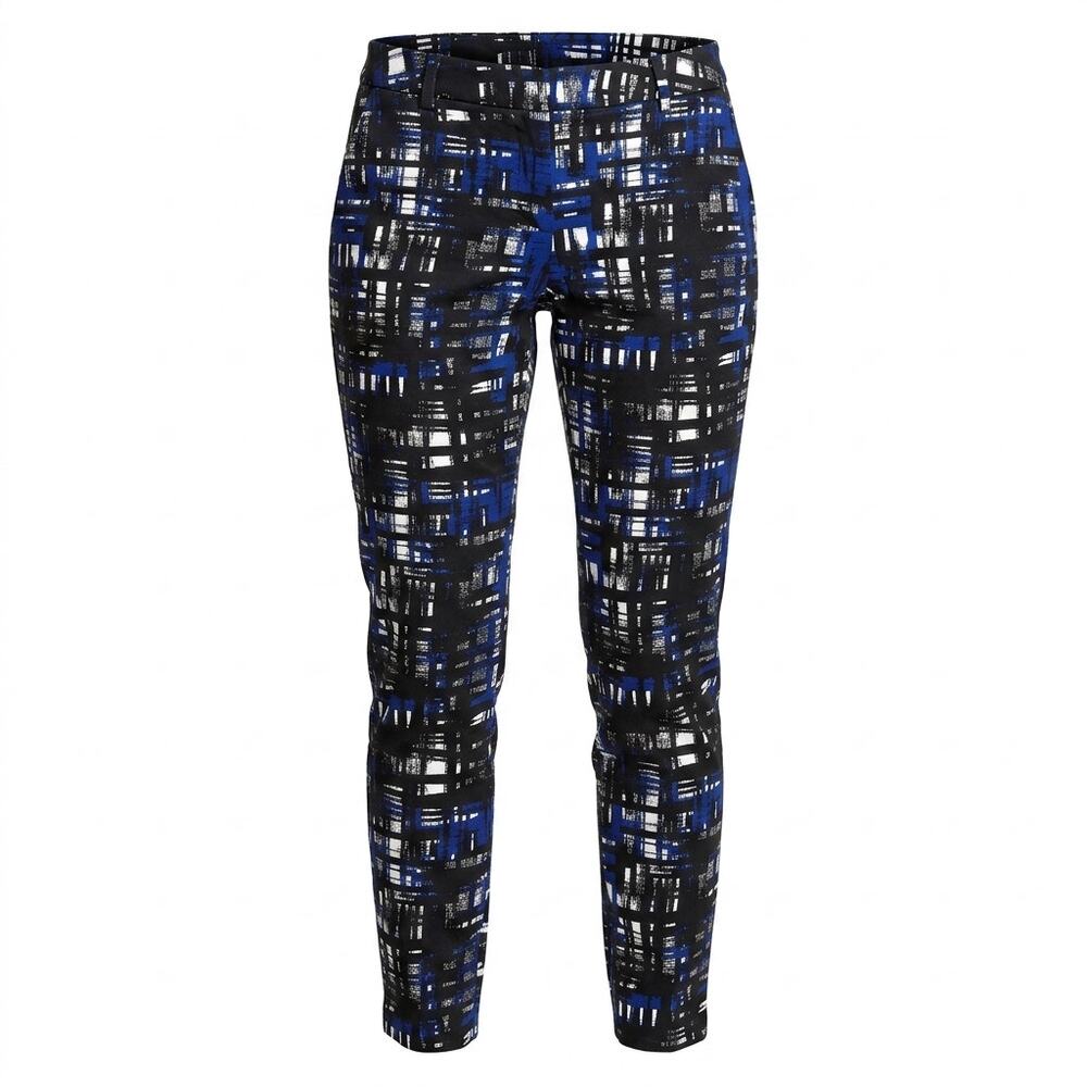 H&M Blue Skinny Geometric Stretch Pants Women Size 8